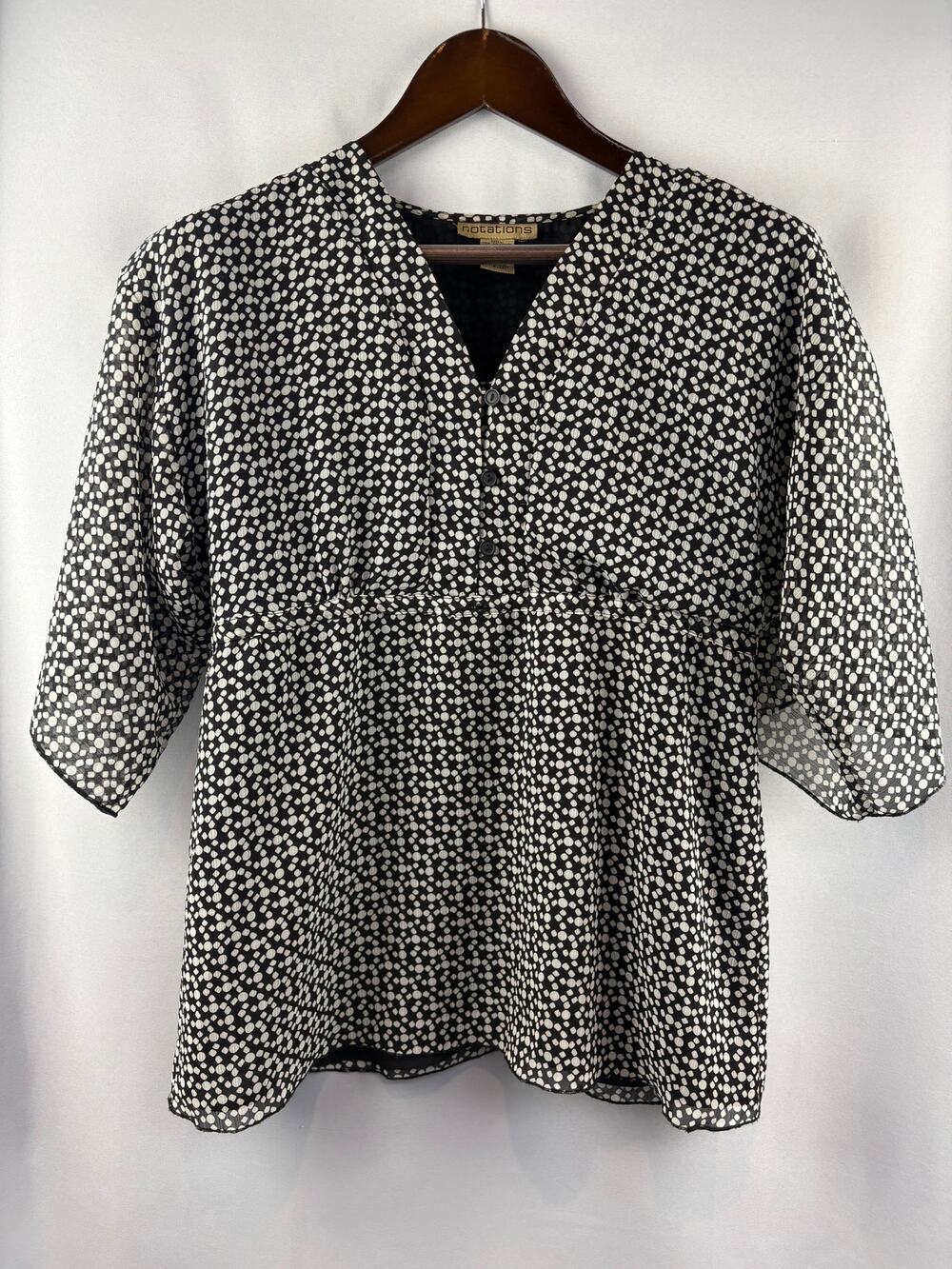 Women’s Notations Small Black & White Dot Blouse